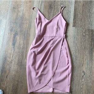 Lulu’s Wrap Skirt V-Neck Mini Dress - Rose Pink